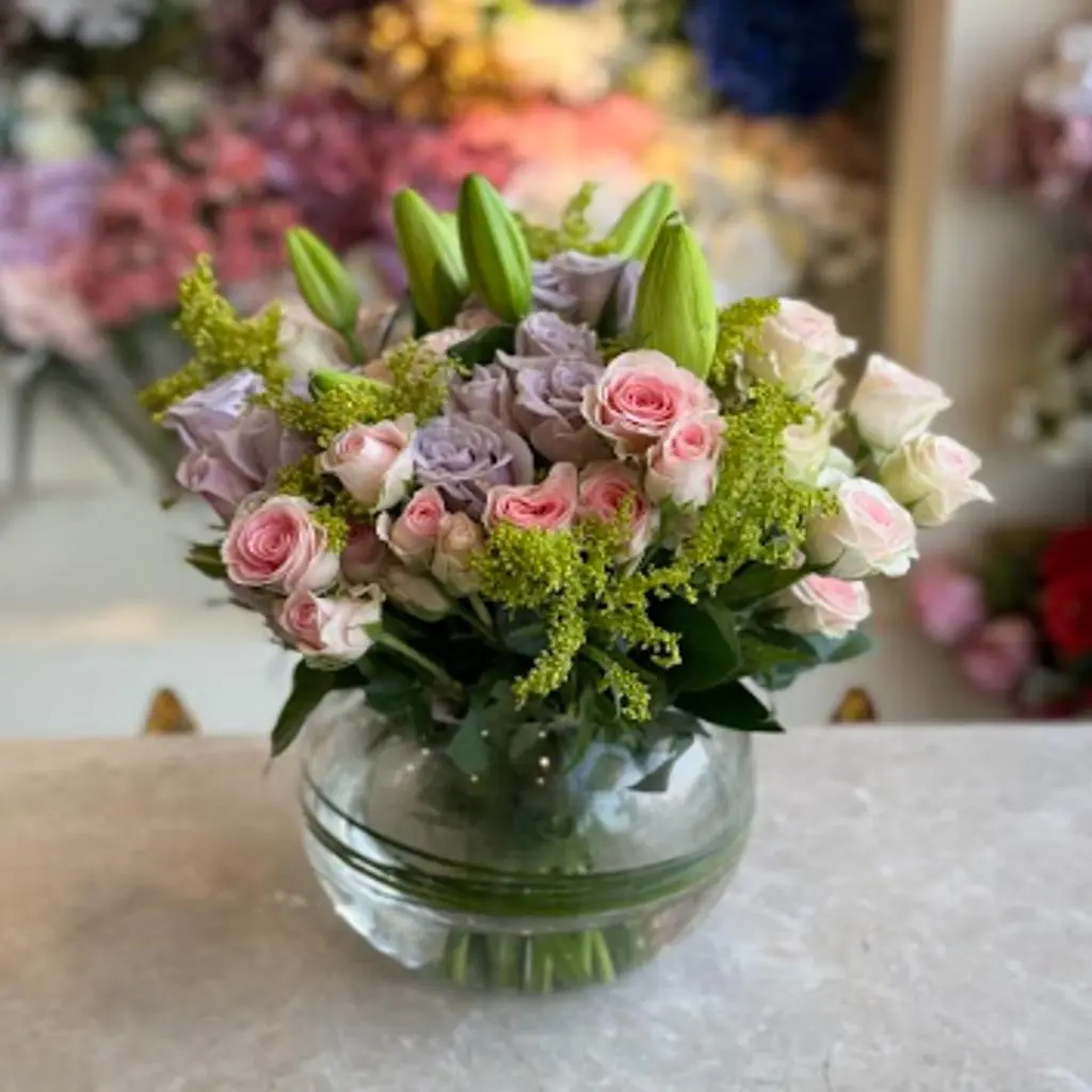 Vase with Mixed Baby Rose